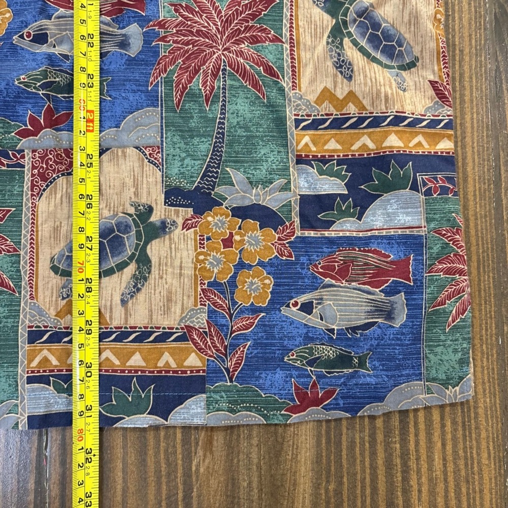 Tori Richard Mens 2XL Cotton‎ Lawn Hawaiian Shirt Sea Turtle Fish Tropical Blue - Picture 6 of 7